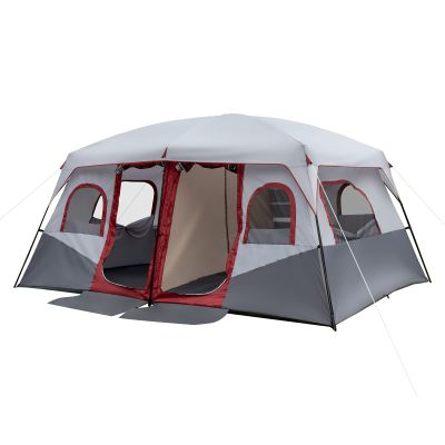9zH&K 10 Person Camping Tent, Waterproof Windproof Family Tent Dome Tent Portable Large Pop Up Tent with Easy Setup for Camping & Hiking, Mountaineering, Two Doors for Separated Room, 13.29x10x6.56FT