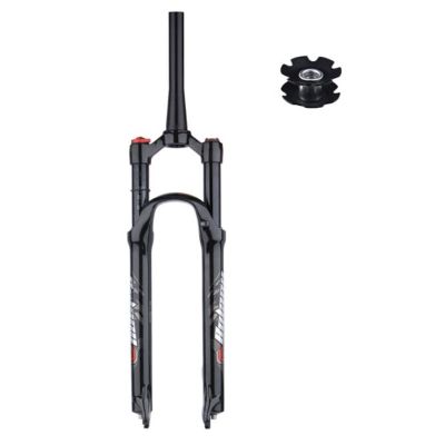 ZECHAO Magnesium Alloy Air Mountain Bike Suspension Fork,28.6mm Threadless Steerer Quick Release 26/27.5/29in Bike Shock Absorber Forks Outdoor (Color : Tapered Manual Lock, Size : Black-26)
