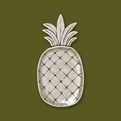 Basic Spirit Pewter Pineapple Small Tray, 5 Inch Height, Trinket Dish Ring Holder Gift Box