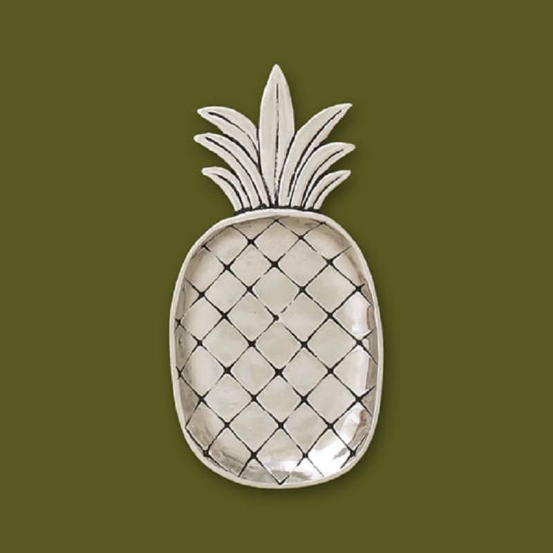 Basic Spirit Pewter Pineapple Small Tray, 5 Inch Height, Trinket Dish Ring Holder Gift Box