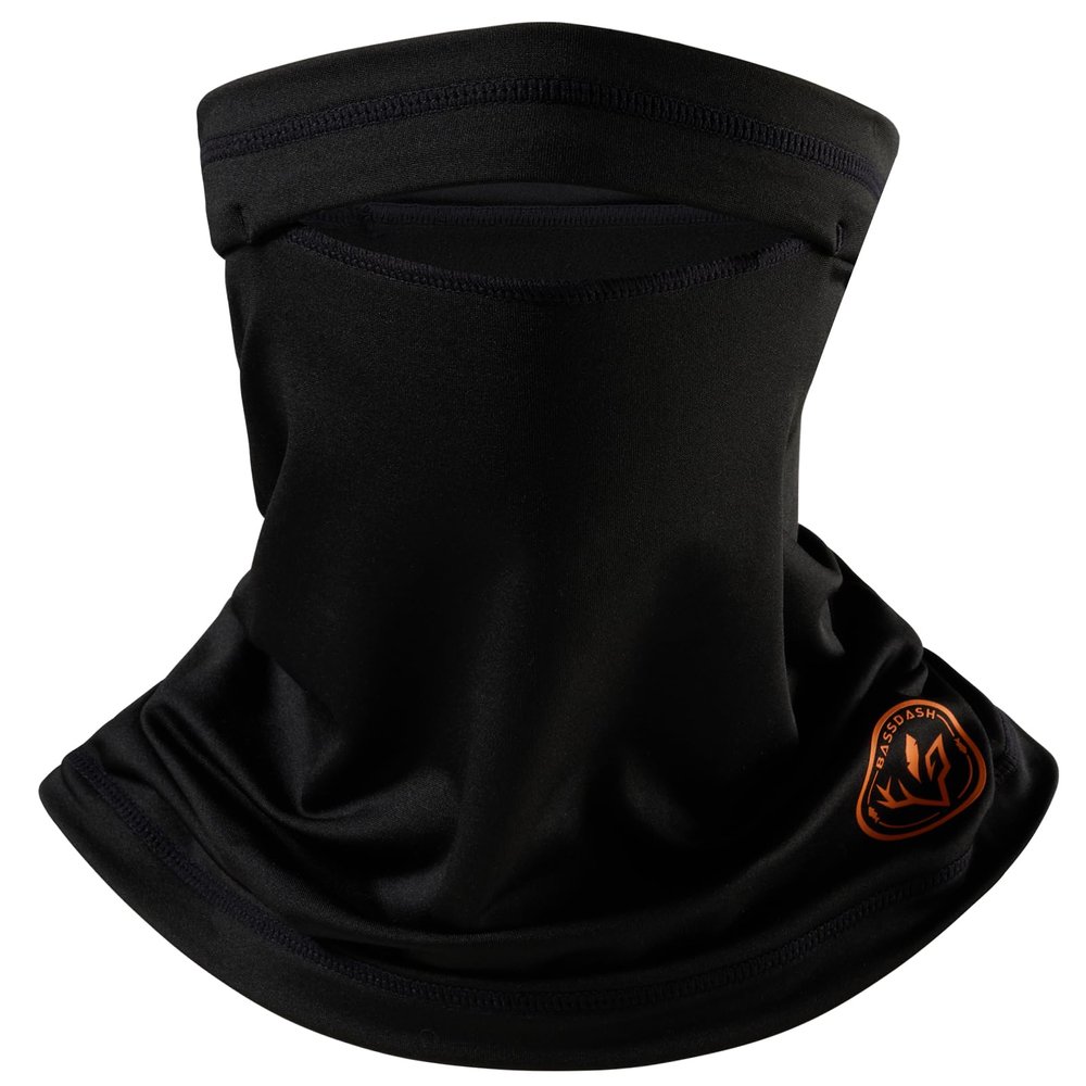 BASSDASH Fleece Neck Gaiter with Nose Hole Winter Face Mask for Men Women Windproof Scarf for Fishing Hunting Skiing Black