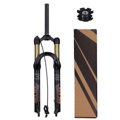 ZECHAO Stroke 120mm 1-1/8" Mountain Bike Suspension Forks,Manual/Crown Lockout 27.5/29er Ultralight Aluminum Alloy 9mm Axle Air Fork Outdoor (Color : Black-Remote Lock, Size : 29inch)