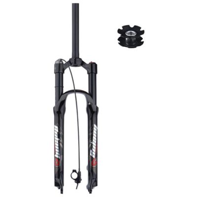 ZECHAO Magnesium Alloy Air Mountain Bike Suspension Fork,28.6mm Threadless Steerer Quick Release 26/27.5/29in Bike Shock Absorber Forks Outdoor (Color : Straight Remote Lock, Size : Black-29)