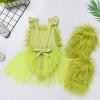My First Christmas Baby Girl Outfit Baby Girl Furry Green Backless Romper Dress with Socks Toddler Santa Claus Fancy Dress Xmas Birthday Halloween Outfit Green02 2pcs 18-24 Months view 4