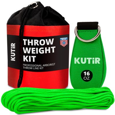 Kutir Throw Weight and Line Kit with Storage Bag 16 OZ 600D Pouch, 150 Foot Polyethylene Easter Rope for Arborists, Suitable for Tree Climbing, High Limb Throwing