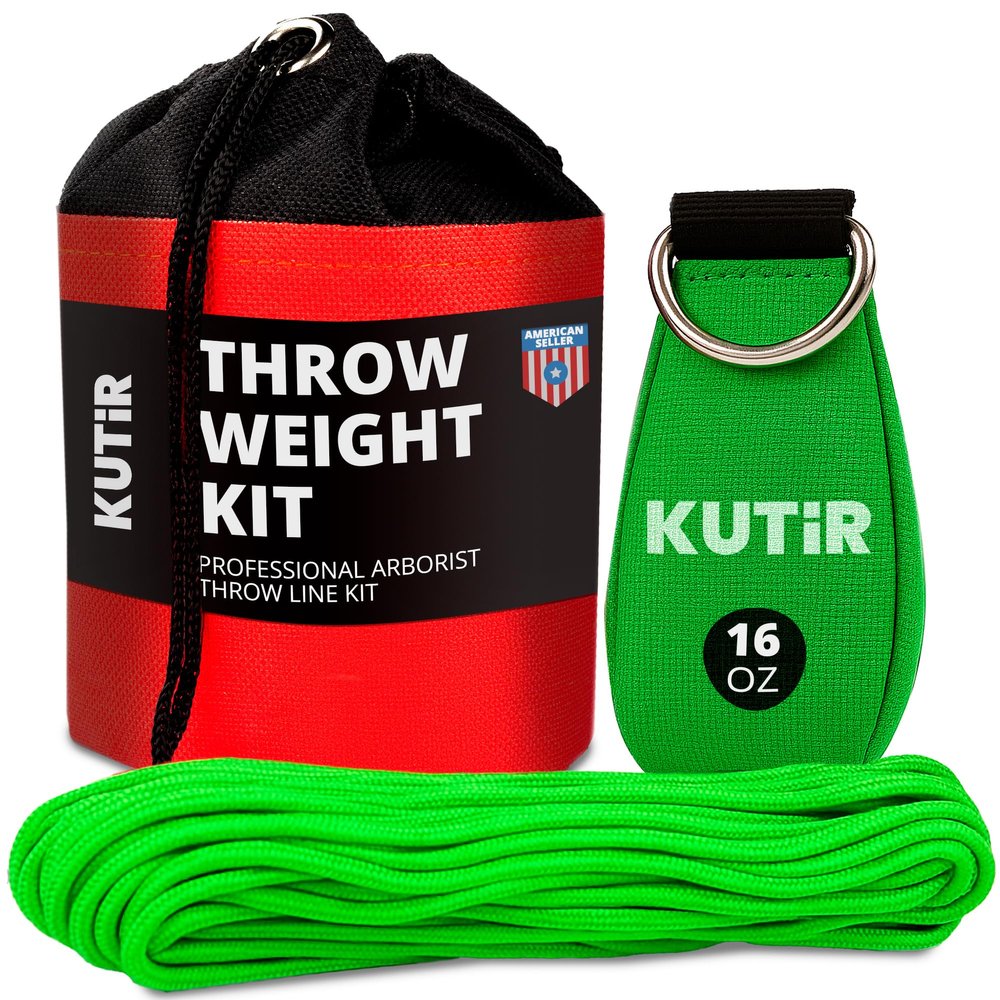 Kutir Throw Weight and Line Kit with Storage Bag 16 OZ 600D Pouch, 150 Foot Polyethylene Easter Rope for Arborists, Suitable for Tree Climbing, High Limb Throwing