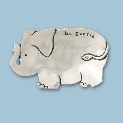 Basic Spirit Pewter Elephant Small Tray, 4.5 Inch Length, Trinket Dish Ring Holder Gift Box
