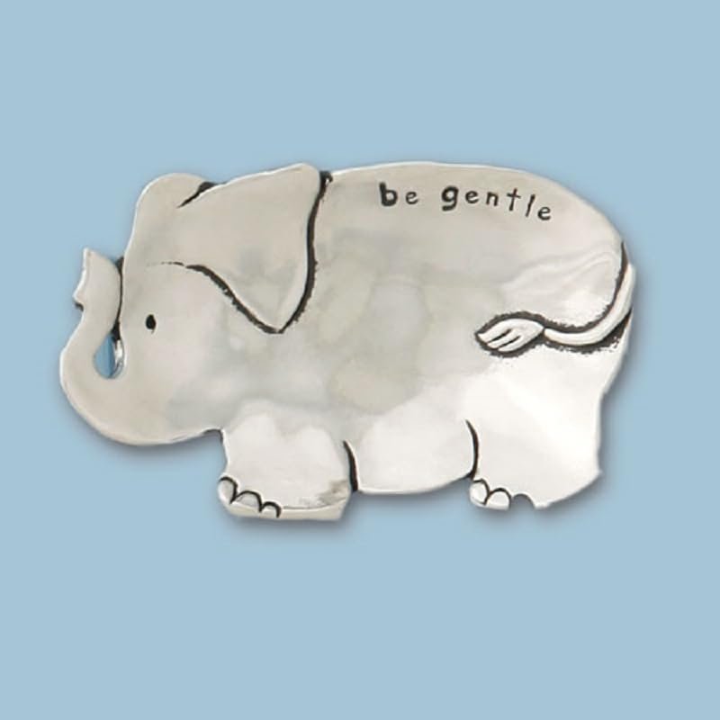 Basic Spirit Pewter Elephant Small Tray, 4.5 Inch Length, Trinket Dish Ring Holder Gift Box