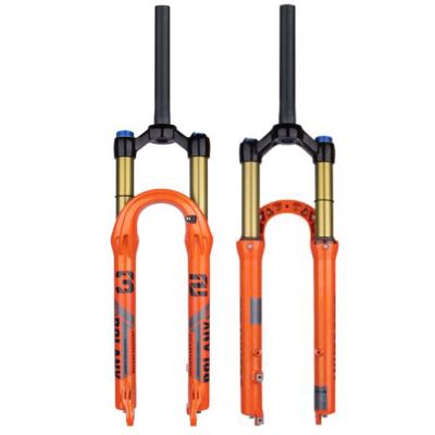 ZECHAO Mountain Bike Front Fork Magnesium Alloy,1-1/8" Air Mountain Bike Suspension Fork 27.5/29in 120mm Travel Shock Absorber Spring Front Fork Outdoor (Color : Orange-Manual Lock, Size : 27.5inch