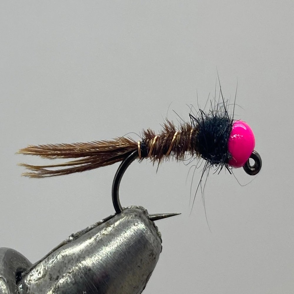 Tungsten Jig Pheasant Tail Pink Bead Size 14, 12 Pack Fishing Lures- Strike Fly Company
