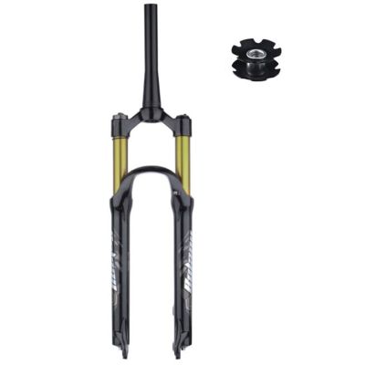 ZECHAO Magnesium Alloy Air Mountain Bike Suspension Fork,28.6mm Threadless Steerer Quick Release 26/27.5/29in Bike Shock Absorber Forks Outdoor (Color : Tapered Manual Lock, Size : Gold-27.5")