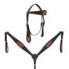 Western Headstall Breast Collar Reins Set Leather Hand Carved Tooled Equestrian Trail Horse Saddle Tack Set Full Cob Pony (Cob, Style 20) view 1