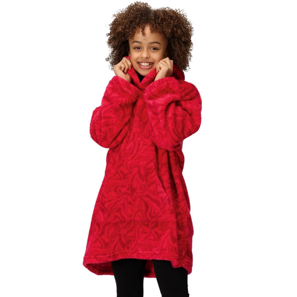 Regatta Kids Cosy Borg Fleece Oversized Hoodie Poncho - Pink Potion - 5-9 Yrs