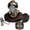 Brass Tabletop Item | Nautical Copper & Brass Navy Mark V Diving Helmet Wooden Base | Diving Helmet with Clock | Plus Compass & Keyring | Set of 3 Handmate,by TSSI Handicraft view 1