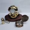 Brass Tabletop Item | Nautical Copper & Brass Navy Mark V Diving Helmet Wooden Base | Diving Helmet with Clock | Plus Compass & Keyring | Set of 3 Handmate,by TSSI Handicraft view 2