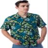 Star Wars Men's The Mandalorian Grogu Baby Yoda Leaves Hawaiian Button Up Shirt (X-Small) Forest Green view 1