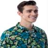 Star Wars Men's The Mandalorian Grogu Baby Yoda Leaves Hawaiian Button Up Shirt (X-Small) Forest Green view 2