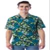 Star Wars Men's The Mandalorian Grogu Baby Yoda Leaves Hawaiian Button Up Shirt (X-Small) Forest Green view 4
