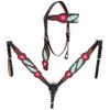 Western Headstall Breast Collar Reins Set Leather Hand Carved Tooled Equestrian Trail Horse Saddle Tack Set Full Cob Pony (Cob, Style 10) view 1
