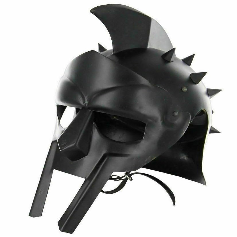 Medieval Knights Gladiator Helmet Black Greek Spartan Armor Helmet Historical Crusader gladiator helmet Adult wearable helmet Steel LARP warrior cosplay helmet Halloween