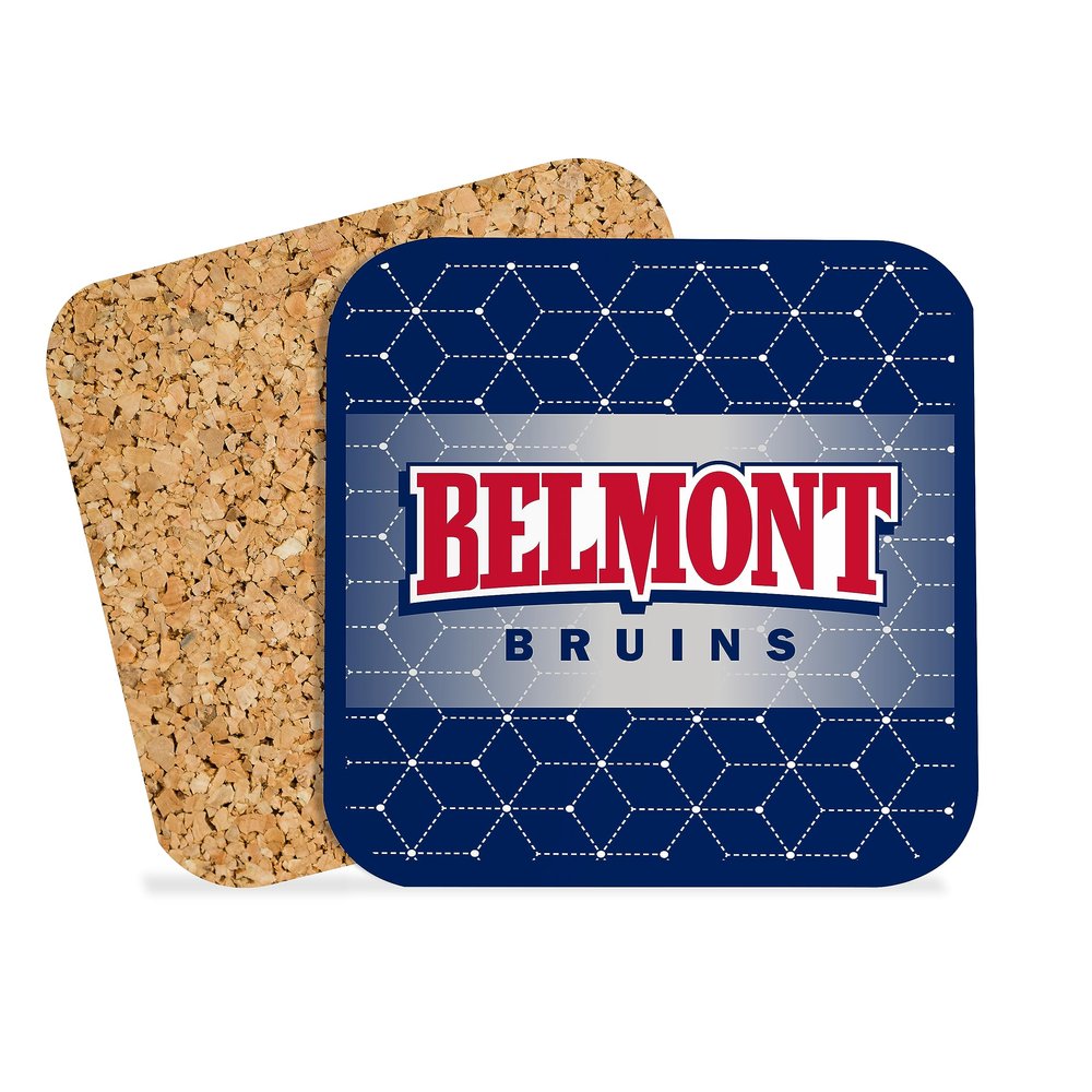 Belmont University Hardboard with Cork Backing Beverage Coasters Square (Set of 4) Coasters for Drinks (Belmont University 4)