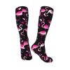 Pink Flamingo Compression Socks For Women Men Long Knee High Socks For Running Cycling Athletic Nurse 11.5in view 3