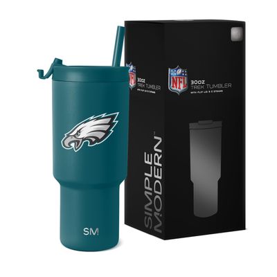 Simple Modern Officially Licensed NFL Philadelphia Eagles 30 oz Tumbler with Flip Lid and Straws | Insulated Cup Stainless Steel | Gifts for Men Women | Trek Collection | Philadelphia Eagles