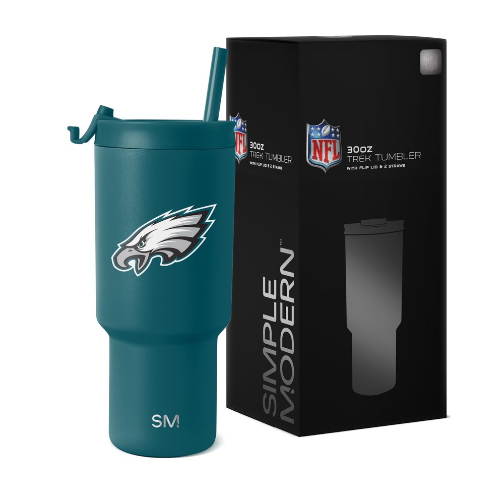 Simple Modern Officially Licensed NFL Philadelphia Eagles 30 oz Tumbler with Flip Lid and Straws | Insulated Cup Stainless Steel | Gifts for Men Women | Trek Collection | Philadelphia Eagles