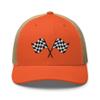 RIVEMUG Pit Crew Racing Checkered Flag Embroidered Trucker Hat Curved Bill Mid Crown Adjustable Race Car Cap view 2