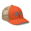 RIVEMUG Pit Crew Racing Checkered Flag Embroidered Trucker Hat Curved Bill Mid Crown Adjustable Race Car Cap view 4