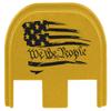 NDZ Performance Rear Slide Cover Plate for Glock Gen 5 17 19 19X 22 23 26 27 34 45 47  9mm .40 Cal  Gold Anodized Aluminum, Black Laser Engraving  We The People Flag view 1