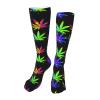 Colorful Cannabis Leaf Compression Socks For Women Men Long Warm Knee High Thick Socks For Running Athletic Nurse 20in view 1