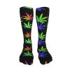 Colorful Cannabis Leaf Compression Socks For Women Men Long Warm Knee High Thick Socks For Running Athletic Nurse 20in view 4