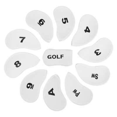 AUEAR, 11 Pack Golf Iron Head Covers Headcovers Neoprene Putter Set White