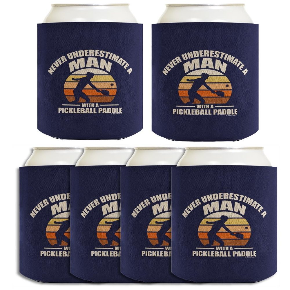 Pickleball Retirement Gift For Men Never Underestimate A Man With A Pickleball Paddle 6-Pack Can Drink Sleeves