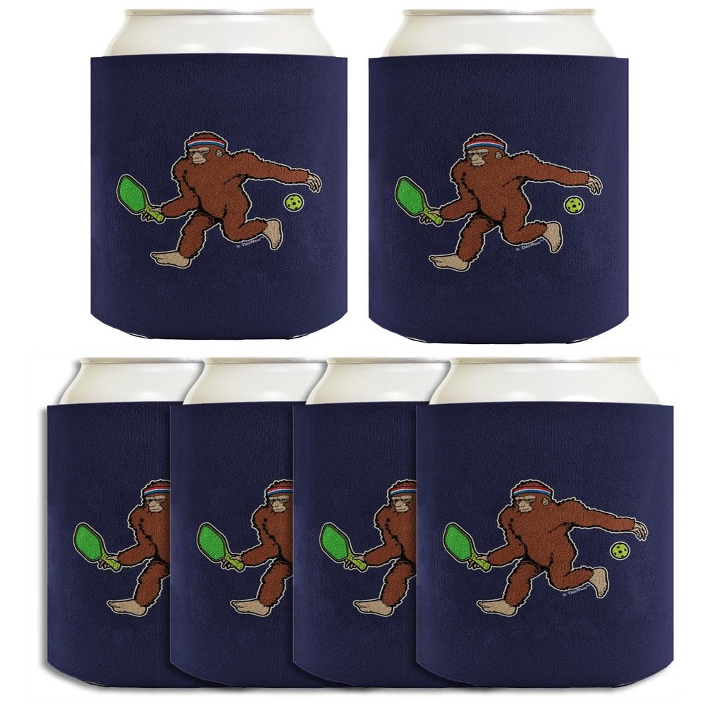 Pickleball Gifts For Women Sasquatch Playing Pickleball 6-Pack Can Drink Sleeves