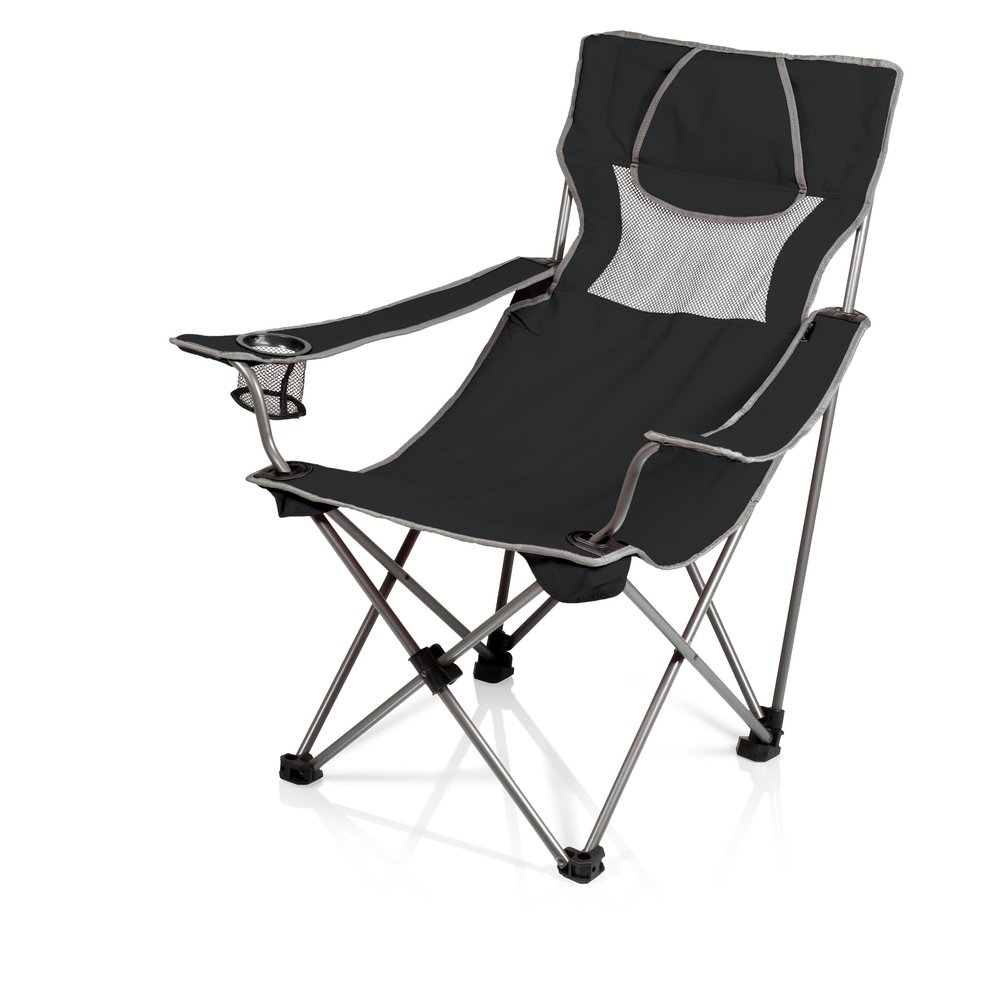 Picnic TIME NCAA Wyoming Cowboys Campsite Camping Chair, Picnic Chair, Outdoor Folding Chair with Carry Bag, Beach Chair, (Black with Gray Accents)