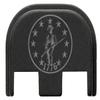 NDZ Performance Slide Cover Back Plate for Glock Gen 5  Black Aluminum, Silver Fill Laser Engraved 1776 Patriot with Stars in Circle Fits G17 G19 G20 G34 G45 G47, PSA Dagger view 1