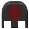 NDZ Performance Slide Cover Back Plate for Glock Gen 5  Black Aluminum, Red Fill Laser Engraved Fire Department Emblem Fits G17 G19 G20 G34 G45 G47, PSA Dagger view 1