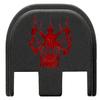 NDZ Performance Slide Cover Back Plate for Glock Gen 5  Black Aluminum, Red Fill Laser Engraved Skull Tattoo 1 Fits G17 G19 G20 G34 G45 G47, PSA Dagger view 1