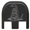 NDZ Performance Slide Cover Back Plate for Glock Gen 5  Black Aluminum, Silver Fill Laser Engraved Don't Tread On Me Snake Only Fits G17 G19 G20 G34 G45 G47, PSA Dagger view 1