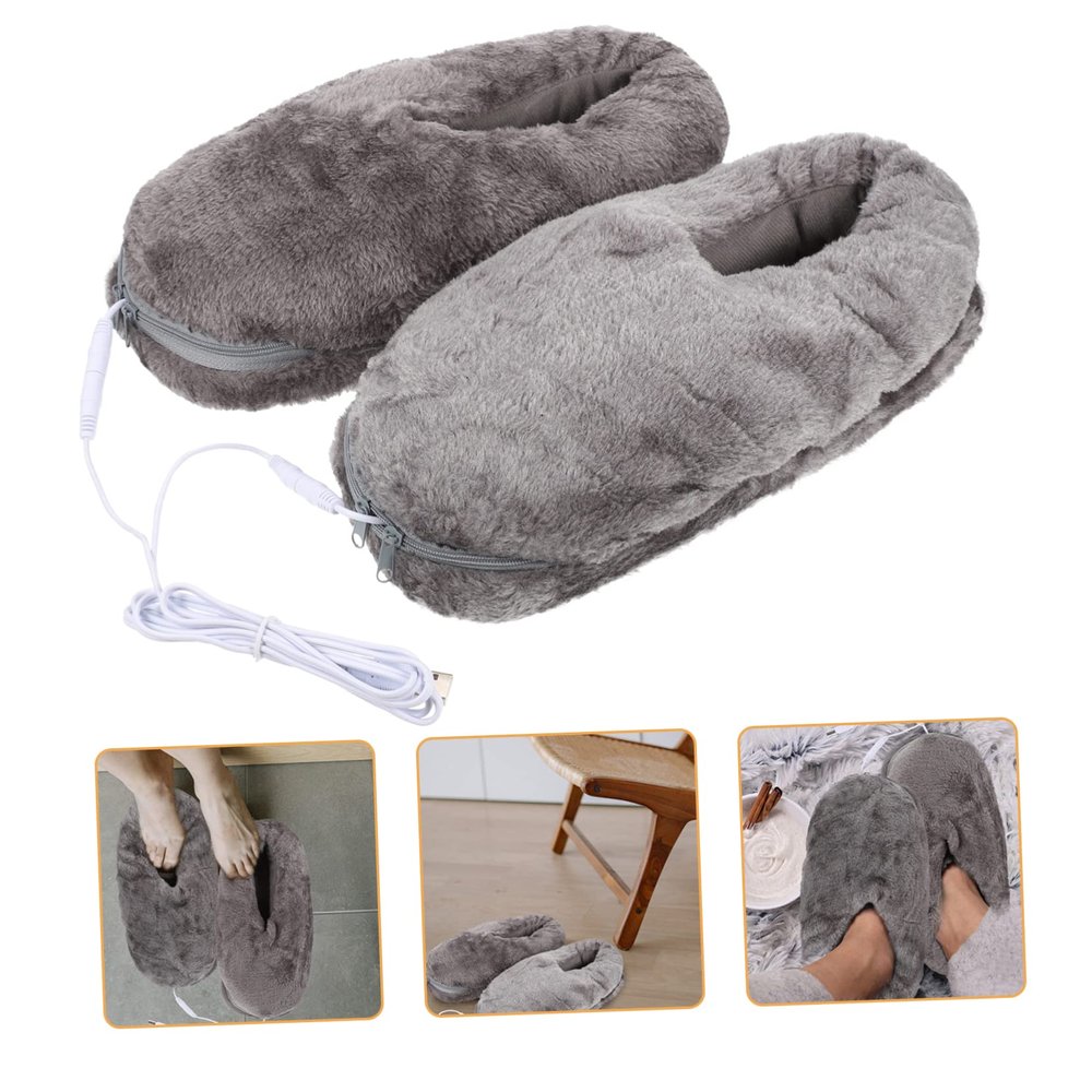 KALLORY 1pair USB Heated Slippers for Soft and Comfortable Electric Foot Warmers Fast Heating USB Foot Warmer Shoes Cozy Home Indoor Supplies and Breathable Design