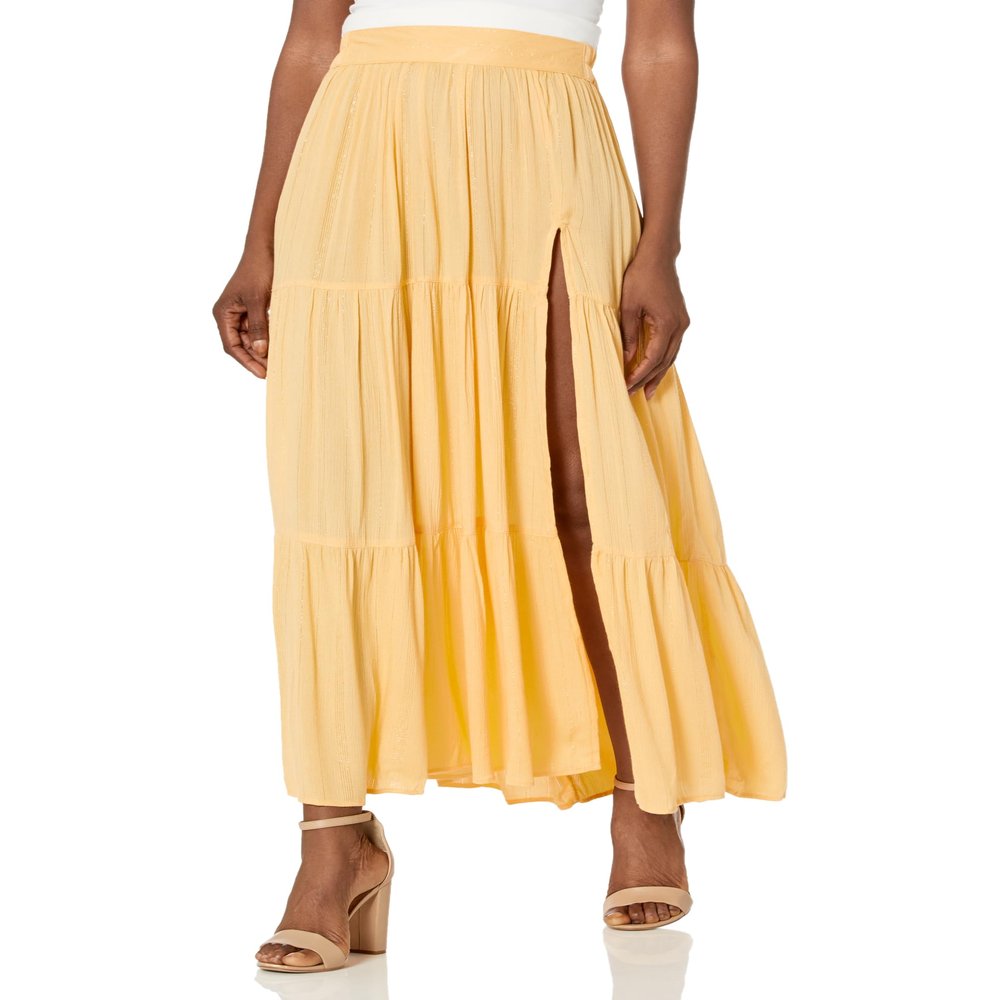 Angie Women's Maxi Skirt with Lurex Threads and Side Slit