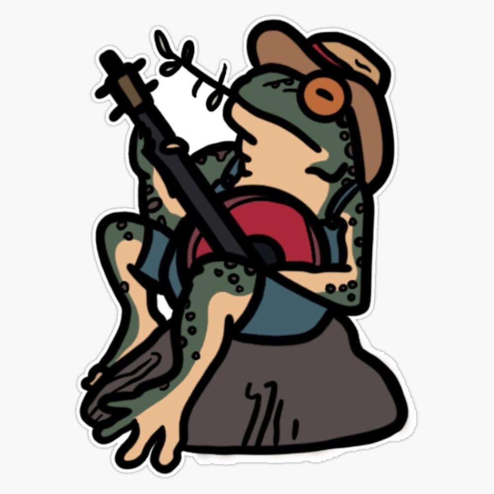 Frog Playing Banjo Sticker Vinyl Waterproof Sticker Decal Car Laptop Wall Window Bumper Sticker 5"