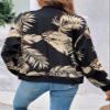 Tropical Print Zip Up Bomber Jacket for Women - Casual Style, Long Sleeve, Regular Fit (Color : Black, Size : Large) view 2