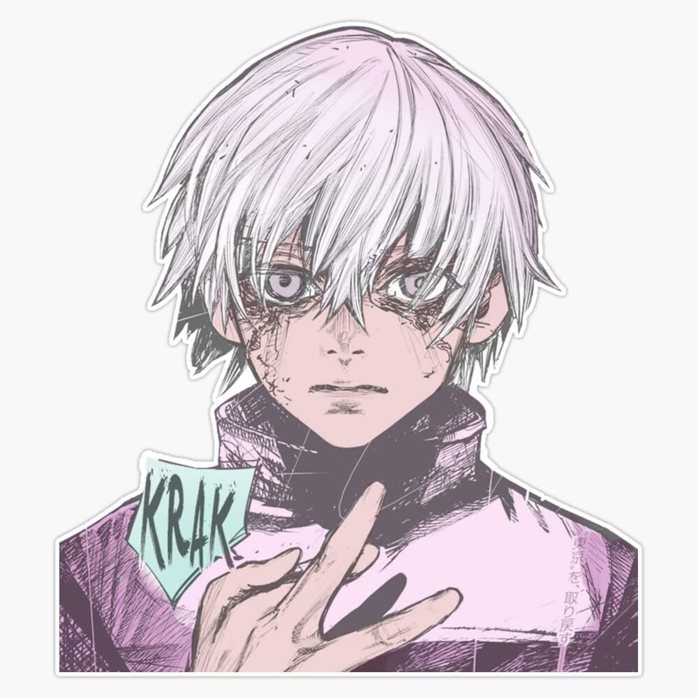Tokyo Ghoul Kaneki Aesthetic Sticker Vinyl Waterproof Sticker Decal Car Laptop Wall Window Bumper Sticker 5"