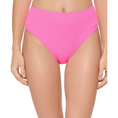 DKNY Womens Ribbed High-Waist Swim Bottom Separates Pink M