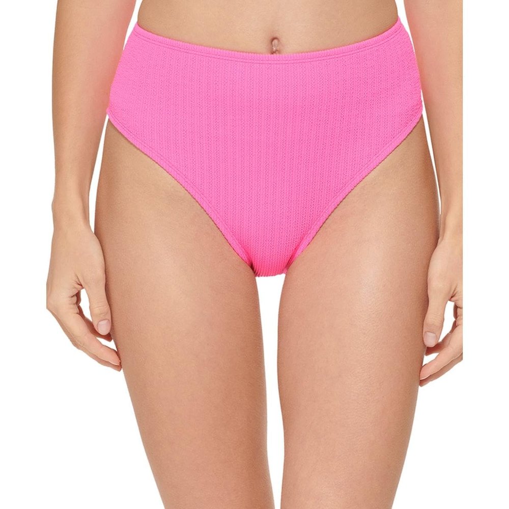 DKNY Womens Ribbed High-Waist Swim Bottom Separates Pink M