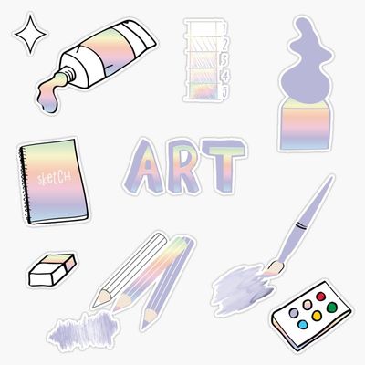 Pastel Rainbow Art School Subject Pack Sticker Vinyl Waterproof Sticker Decal Car Laptop Wall Window Bumper Sticker 5"