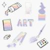 Pastel Rainbow Art School Subject Pack Sticker Vinyl Waterproof Sticker Decal Car Laptop Wall Window Bumper Sticker 5" view 1